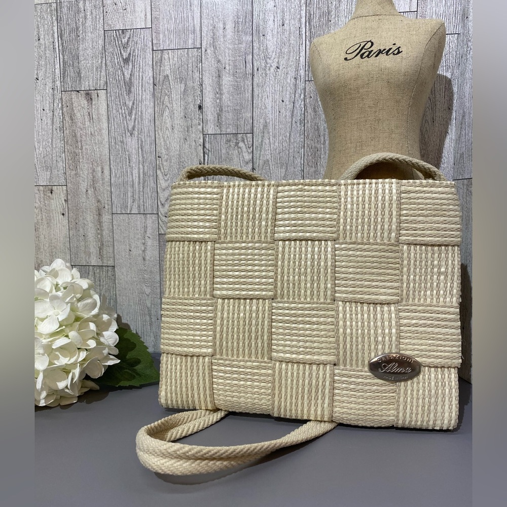 Creazioni Alma Cream Woven Shoulder Bag